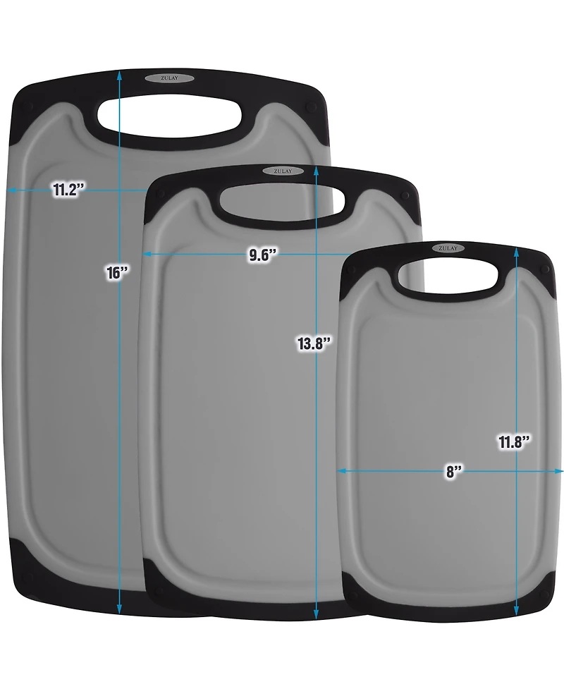 3 Piece Set Non Slip Kitchen Cutting Board With Juice Groove