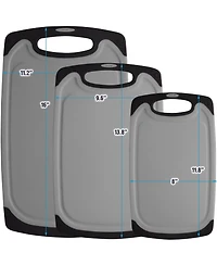 3 Piece Set Non Slip Kitchen Cutting Board With Juice Groove