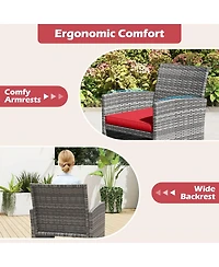 Gymax 8 Piece Patio Furniture Set Outdoor Wicker Conversation Set w/ Tempered Glass Coffee Table