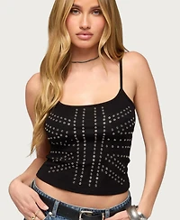 Edikted Women's Union Jack Grommet Tank Top