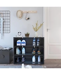 Rainsken -Tier Wooden Shoe Box, Stackable Sneaker Display Box with Rgb Led Light