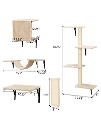 Aostirmotor 5-Piece Wall Mounted Cat Climber Set with Shelves