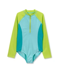 Lands' End Girls Chlorine Resistant Long Sleeve One Piece Half Zip Swimsuit