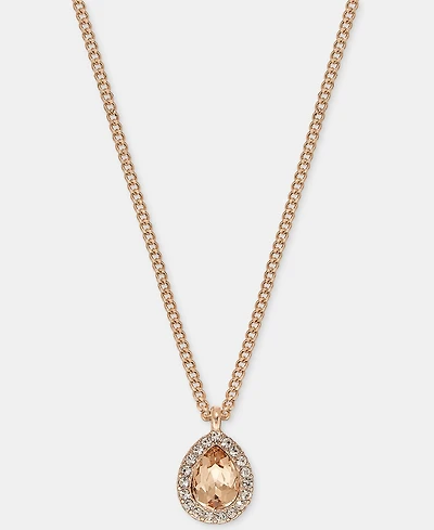 Givenchy Crystal Pear-Shape Pendant Necklace, 16" + 3" extender