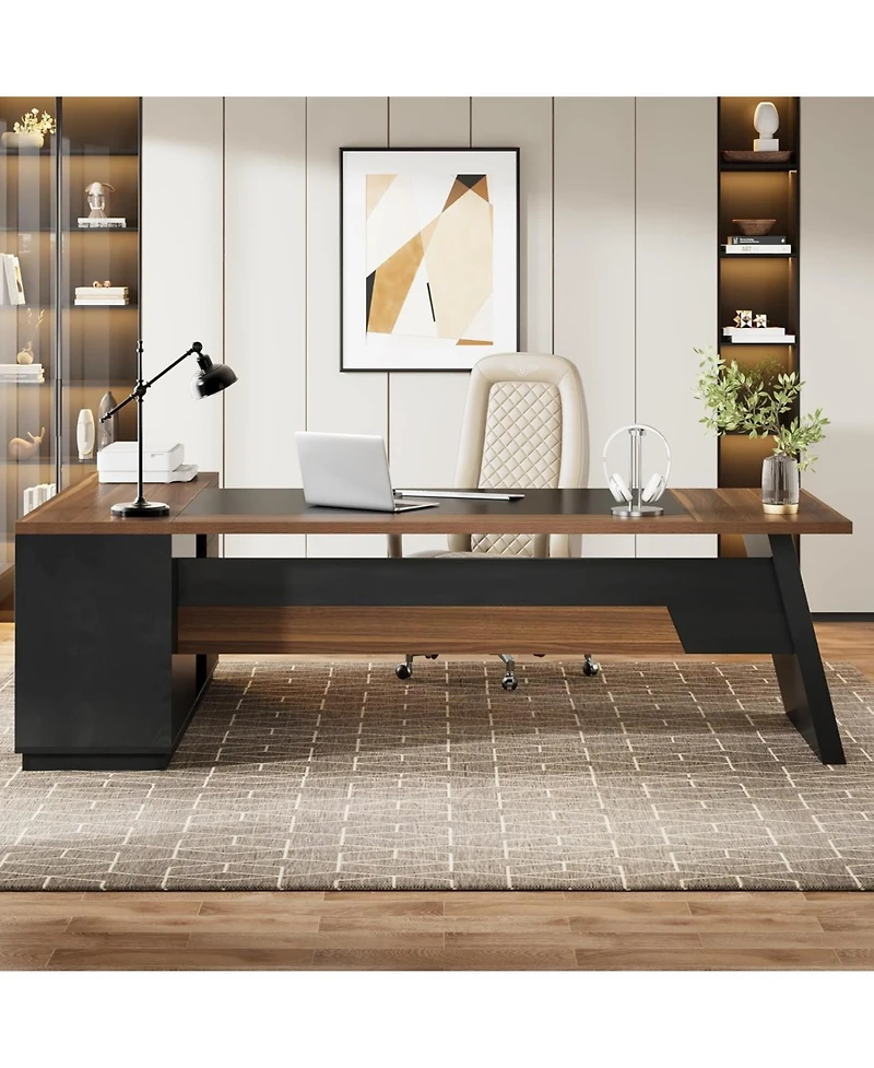 Tribesigns 78" L-Shaped Executive Desk, with Drawers and Lateral File Cabinet