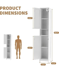 gaomon Tall Narrow Bathroom Cabinet, 66.9", Freestanding Water-Resistant Storage, 2 Doors, Small Space Organizer