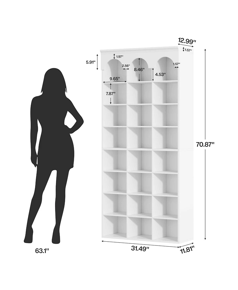 Tribesigns 70.87" Tall Shoe Storage Cabinet with 24 Cubbies, Freestanding Shoes Rack Organizer