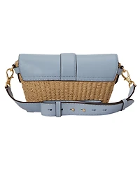 Lauren Ralph Small Lynden Straw-Leather Shoulder Bag