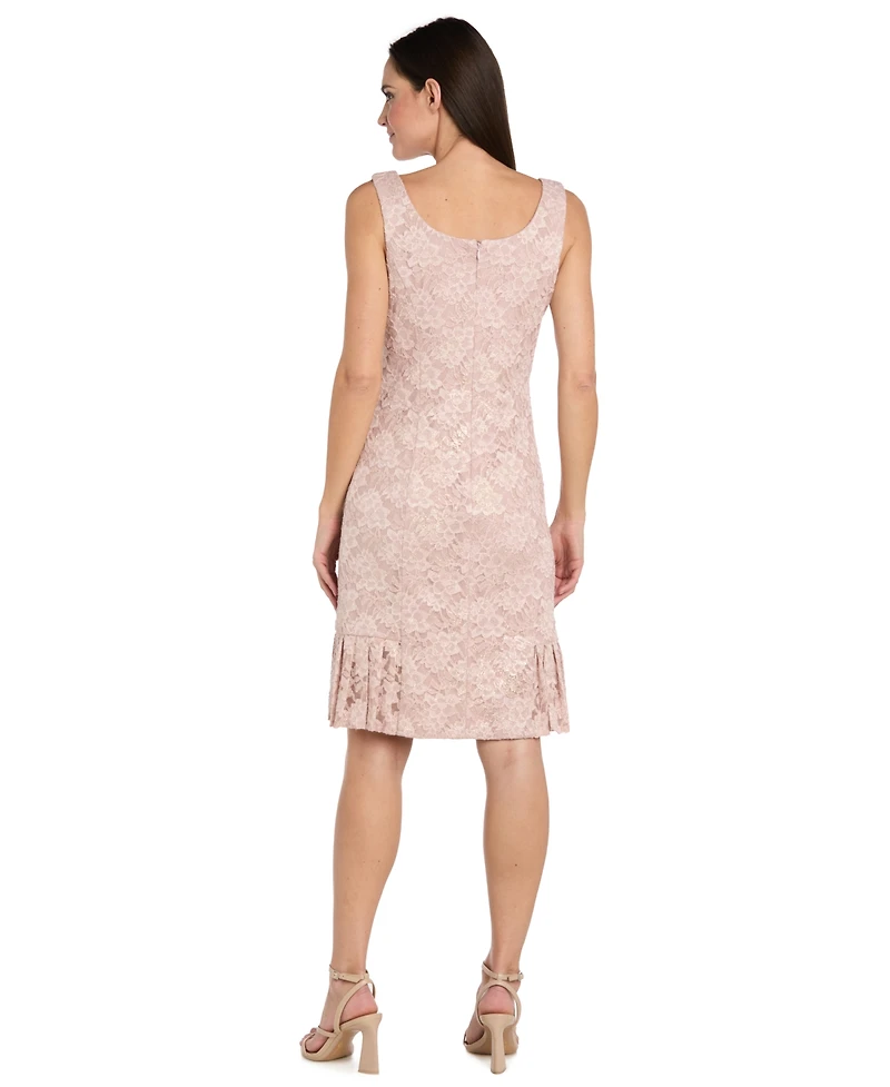 R & M Richards Petite Lace Pleat Hem Jacket Dress