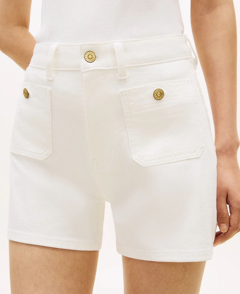 Tommy Hilfiger Women's White Denim Patch Pocket Shorts