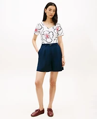 Tommy Hilfiger Women's Printed Ribbed V-Neck T-Shirt