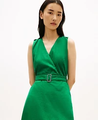 Tommy Hilfiger Women's Linen Belted V-Neck Wrap Dress