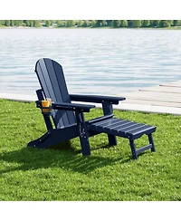 WestinTrends Folding Adjustable Adirondack Chair with Retractable Ottoman and Cup Holder