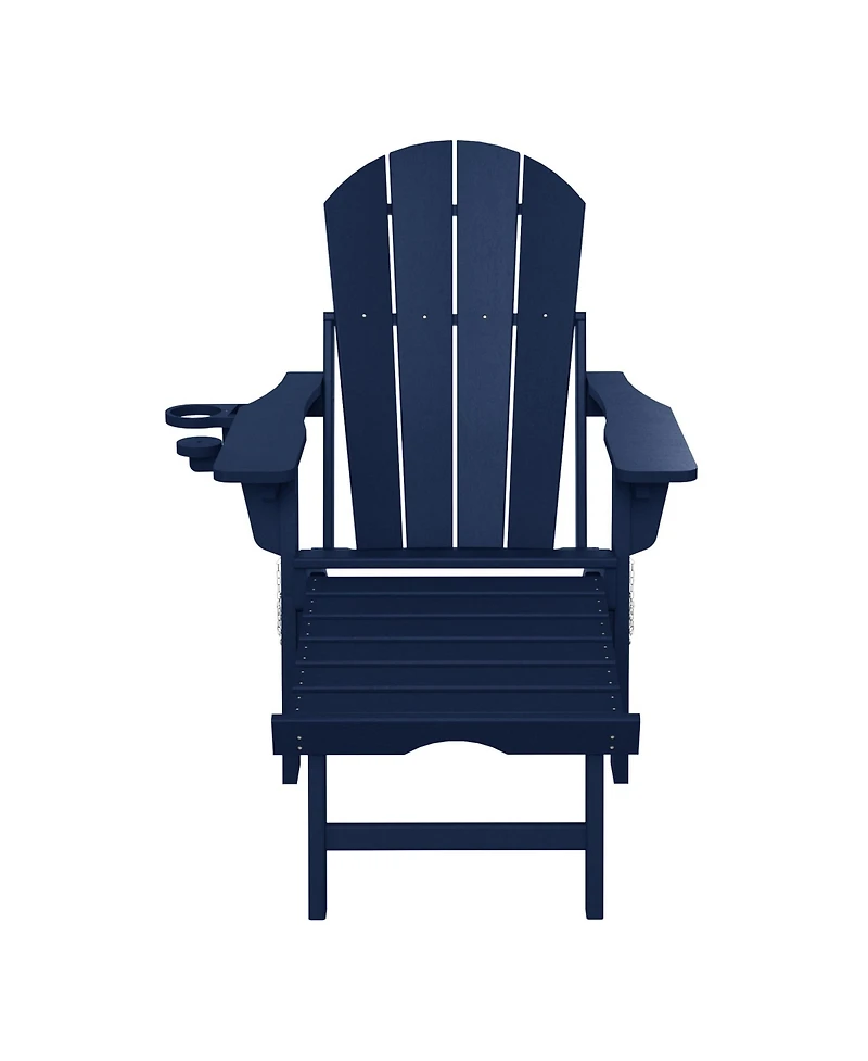 WestinTrends Folding Adjustable Adirondack Chair with Retractable Ottoman and Cup Holder