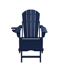 WestinTrends Folding Adjustable Adirondack Chair with Retractable Ottoman and Cup Holder