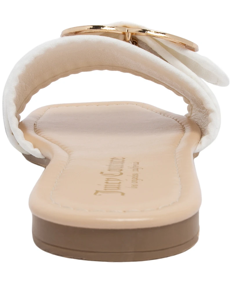 Juicy Couture Women's Zapphire Heart Buckle Slide Flat Sandals