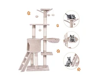 Aostirmotor 56" Cat Play Tree with Condo, Scratching Posts & Ladder