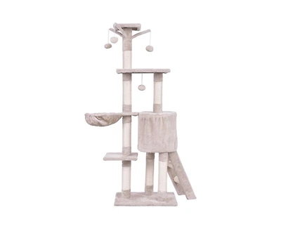 Aostirmotor 56" Cat Play Tree with Condo, Scratching Posts & Ladder