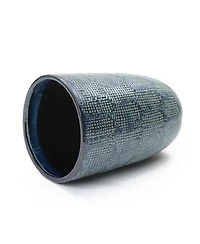 LuxenHome Ocean Grid Textured Ceramic Planter, 17" Tall, Decorative Pot with Raised Pattern