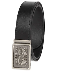 Levi's Men's Leather Plaque-Buckle Belt
