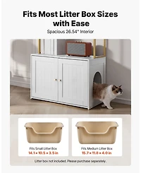 Aostirmotor 27.6" Hidden Litter Box Cabinet with Metal Legs & 2 Storage Shelves