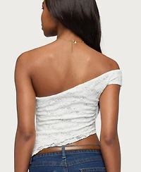 Edikted Women's Asymmetric One Shoulder Lace Top