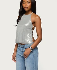 Edikted Women's Itara Sequin Backless Halter Top