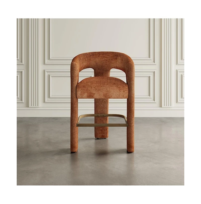 Jofran Mid-Century Modern Faux Leather Upholstered Counter Height Barstool (Set of 2)