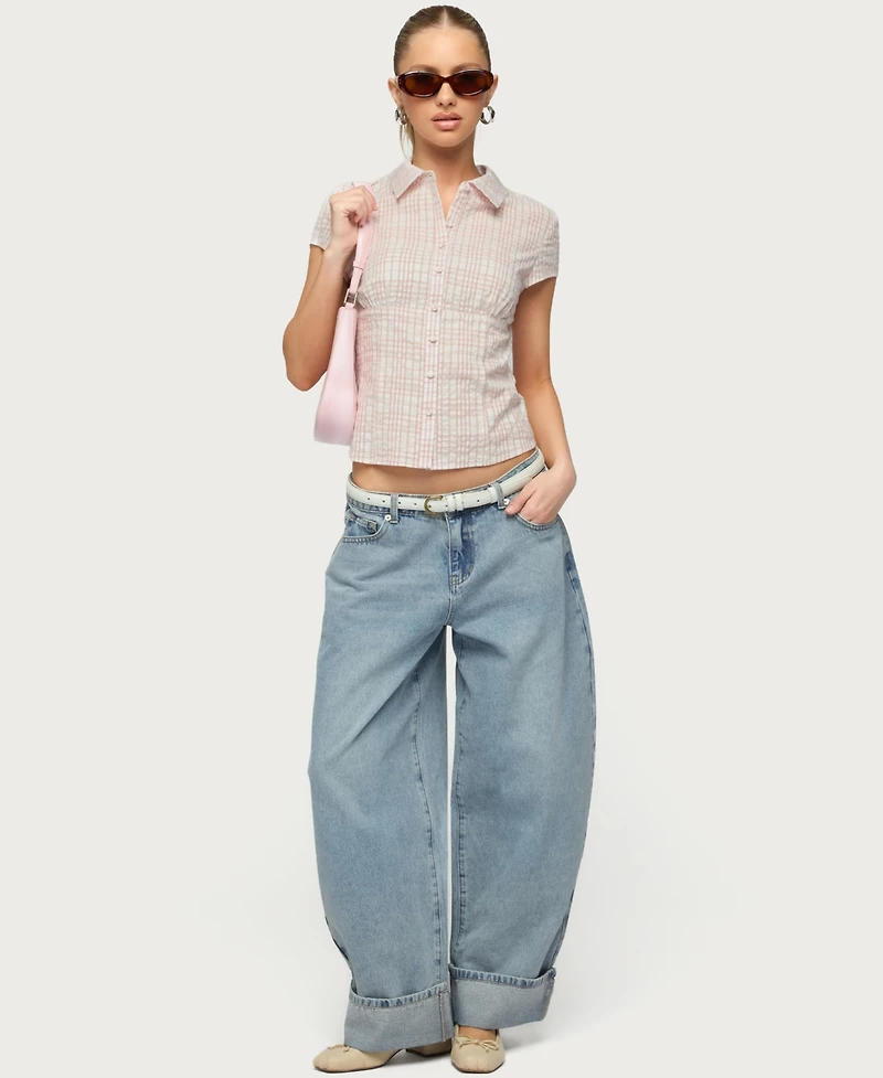 Edikted Women's Naiah Plaid Tailored Button Up Shirt