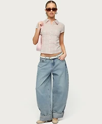 Edikted Women's Naiah Plaid Tailored Button Up Shirt