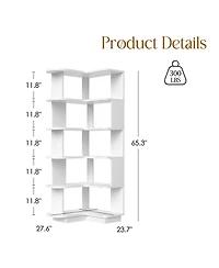 Rainsken 5-Tier Corner Bookshelf
