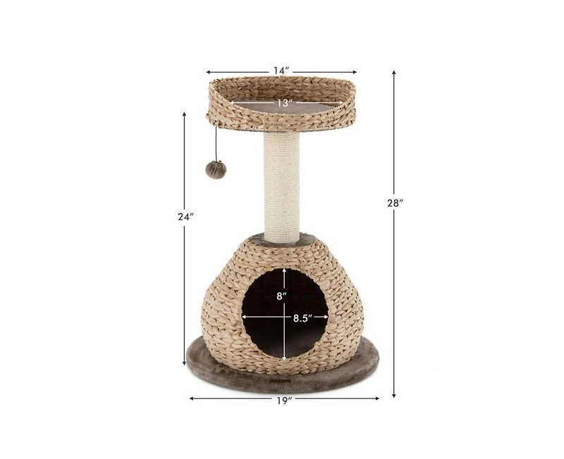 Aostirmotor 28" Handmade Cat Tree Tower with Jump Platform