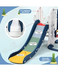 gaomon 7 in 1 Toddler Slide and Swing Set with Slipping Slope Basketball Hoop Soccer Golf Ring Toss Game