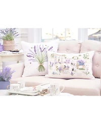 C&F Home Lavender & Cat Village Market Jardin de Fleurs Countryside Graphic Print Embroidered Throw Pillow, 14" x 22