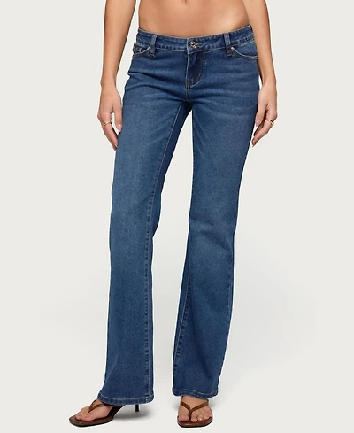 Edikted Women's Vania Ultra Low Rise Bootcut Jeans