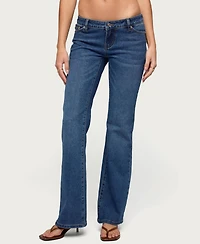 Edikted Women's Vania Ultra Low Rise Bootcut Jeans