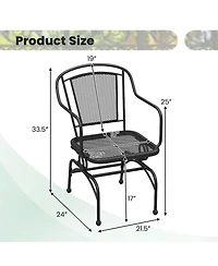 Gymax Patio Rocking Chairs Set of 2 w/ Metal Mesh Backrest & Seat Armrests Gentle