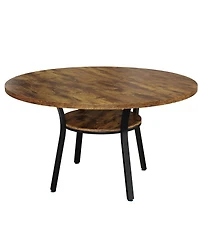 gaomon Round Dining Table for 4-6, 47 inch Wood Kitchen Table with Storage Shelf,with Metal Base,No Chairs
