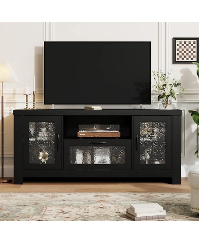 gaomon Tv Stand for 55+ Inch Tv, Entertainment Center with Acrylic Door Storage Cabinet & Adjustable Shelve