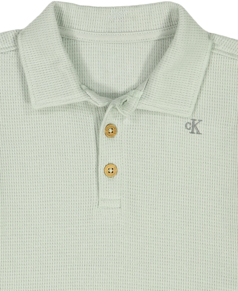 Calvin Klein Baby Boys' Waffle Knit Polo Shirt and Shorts, 2-Piece Set