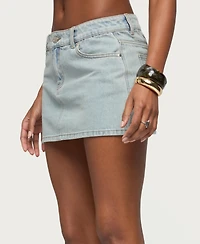 Edikted Women's Spencer Low Rise Denim Micro Skirt