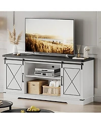 gaomon 59" Farmhouse Tv Stand for TVs Up to 65", Media Console with Sliding Barn Doors & Adjustable Shelves, Entertainment Center Storage Ca