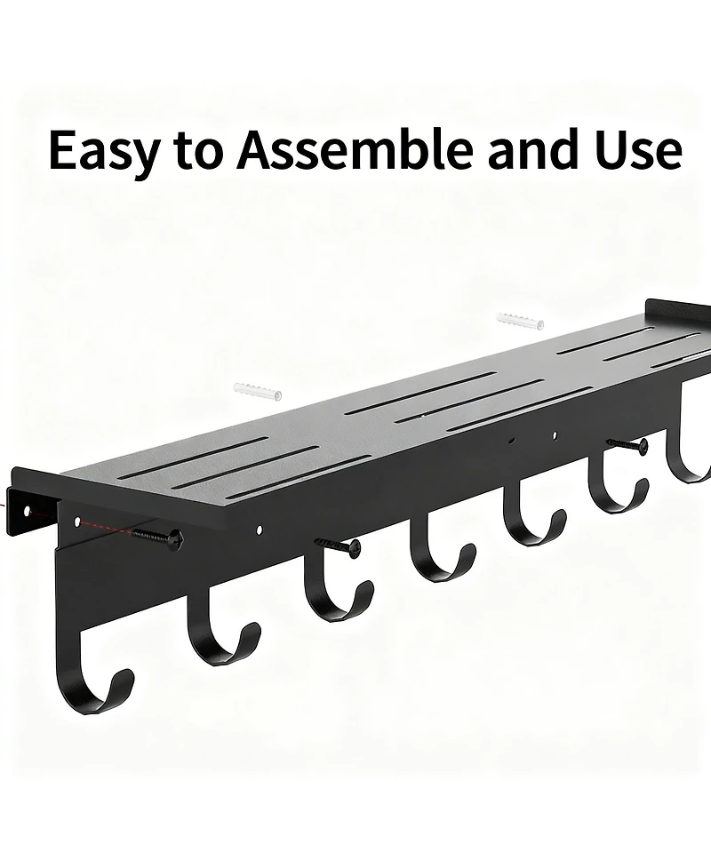 Yigii 7-Hook Wall Coat Rack with Storage Shelf