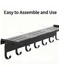 Yigii 7-Hook Wall Coat Rack with Storage Shelf