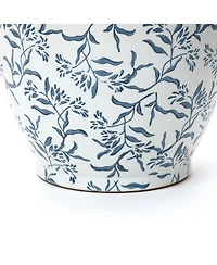 LuxenHome Floral Ceramic Planter, 15.16" Round, Indoor & Outdoor Garden Pot