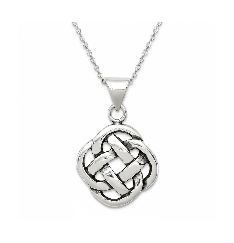 Curata Jewelry 925 Sterling Silver 18 Inch Antiqued Celtic Knot Necklace