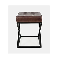 Jofran Global Archive Distressed Genuine Leather Ottoman Stool