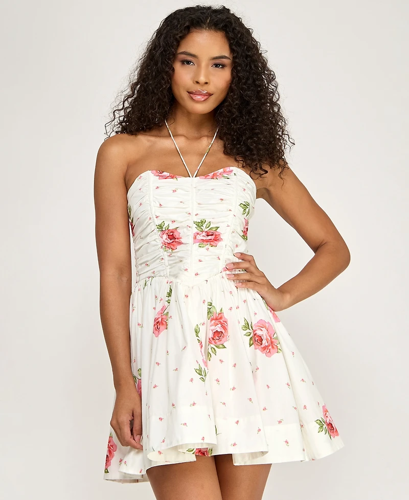 Seni & Cade Women's Floral Halter Neck Mini Dress