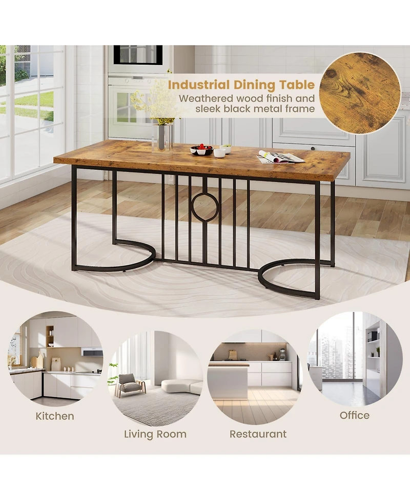 Sugift 71 Inch Large Dining Table for 6-8 People Rectangular Wood Kitchen Table-Rustic