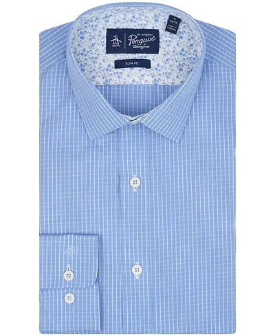 Pengiun Men's Slim-Fit Checks Dress Shirt